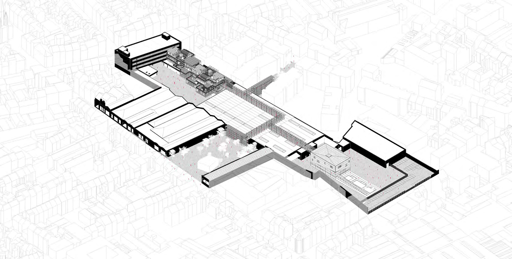 Architectural drawing from The Autonomous City: Possible tangencies of an alternative [right to the] city and affordable mobile housing by Vitor Silveira Breder Rocha.