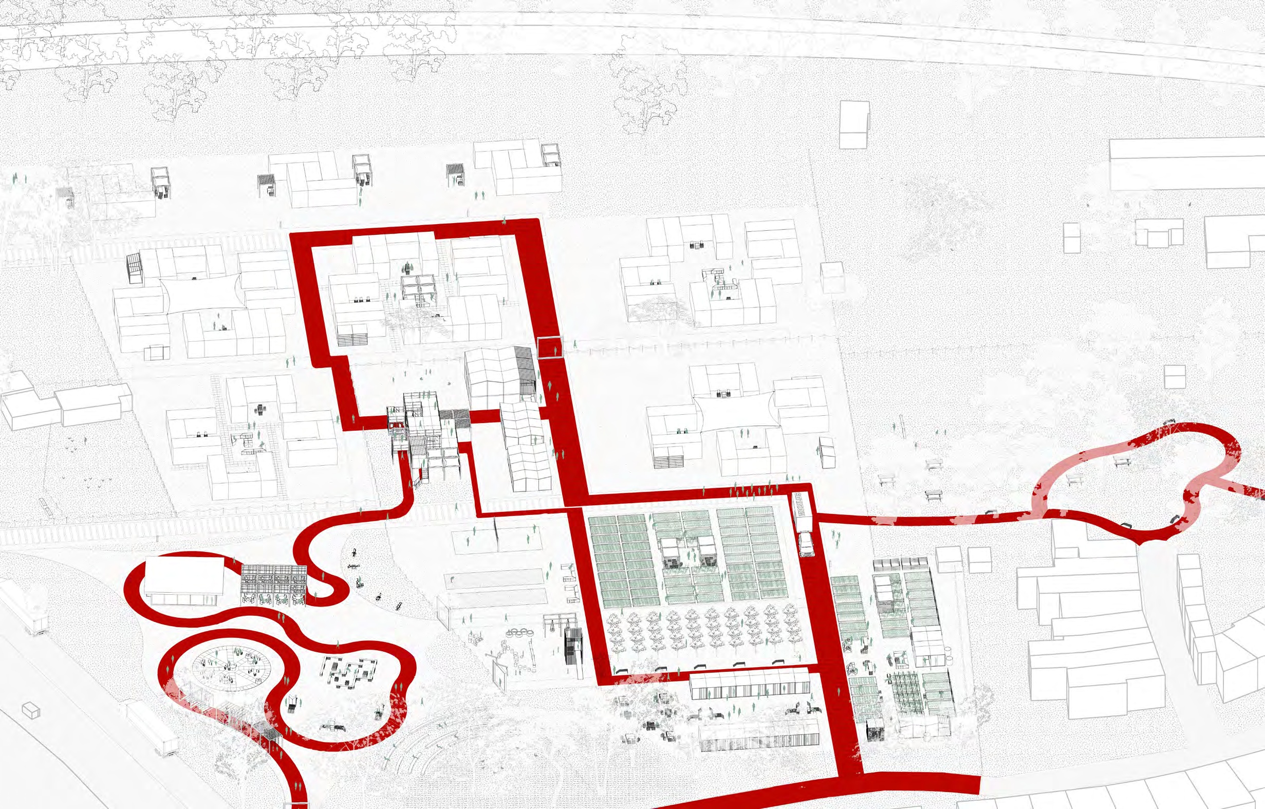 Architectural drawing from Incremental Mobility for Waiting Space Activation by Julita Borys.